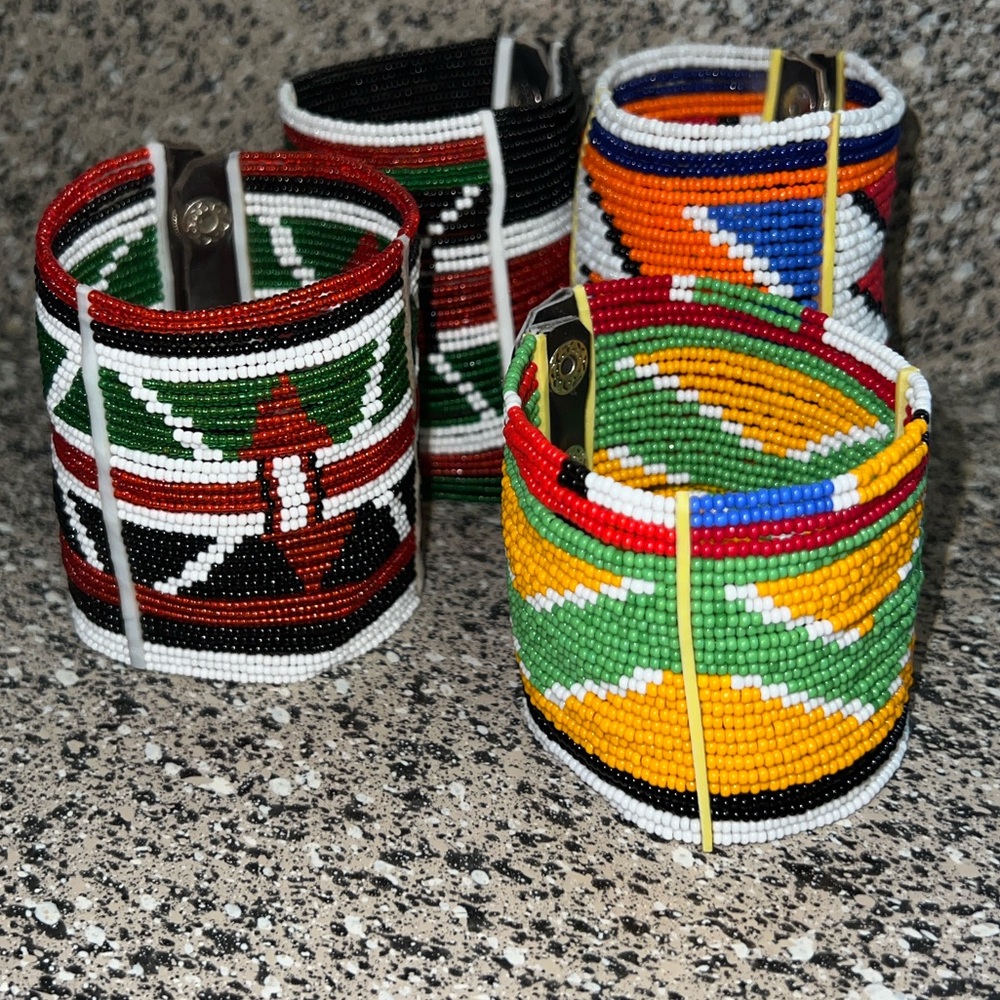 Handcrafted African Beaded Bracelet - Red, Green, Black - Picture 10 of 10
